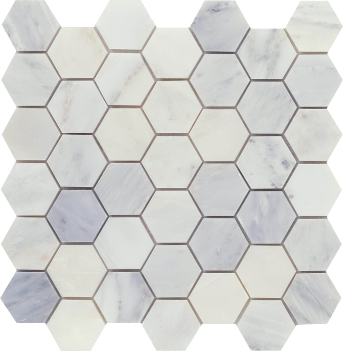 Emser Winter Frost 12"x12" Hexagon Mix Mosaic 2" Winter frost