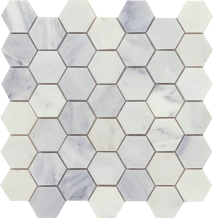 Emser Winter Frost 12"x12" Hexagon Mosaic 2" Winter frost