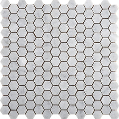 Emser Marble Gioia 12"x12" Hexagon Mosaic 1" Bianco