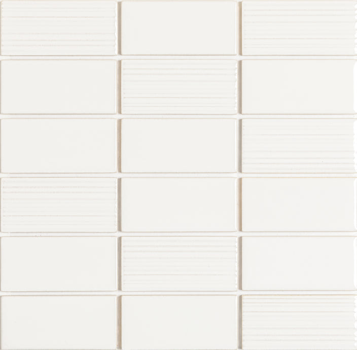 Emser Nagara 11"x11" Stacked Mosaic1.8"X3.75" Polished White