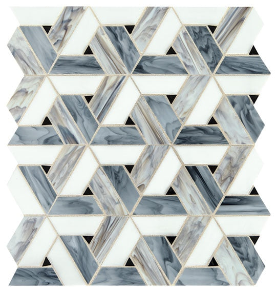 Daltile Vivify 13" X 15" Trapezoid Mosaic 1" X 3" Spectra Blue