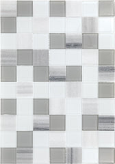 Daltile Perfit Mosaix 18" X RL" Mosaic Marmara & Glass / Straight Stack 2" X 2"