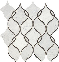 Daltile Lavaliere 12" X 13" Arabesque Mosaic Polished Carrara White/Black Ant Mirror