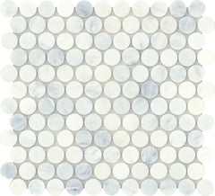 Emser Winter Frost 12"x12" Penny Round Mosaic 0.98"X0.98" Winter frost