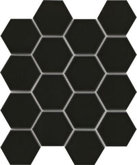 Emser Catch 10" X 12" Hexagon Mosaic 3" Glossy  Black 