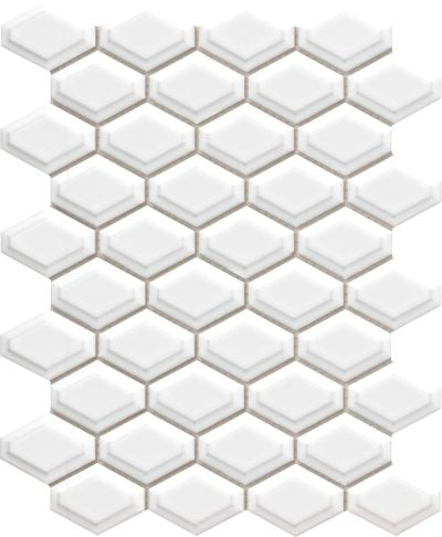 Emser Catch 10" X 13" Beveled Wide Hex Mosaic 2" X 2" Ice 